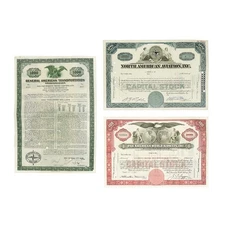Lot of 3 Aviation/Transportation Stocks/Bond Certificates