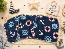 Washcloth Set of 3 Nautical Baby Cotton Terry Cloth Reusable Baby Wipes Handmade