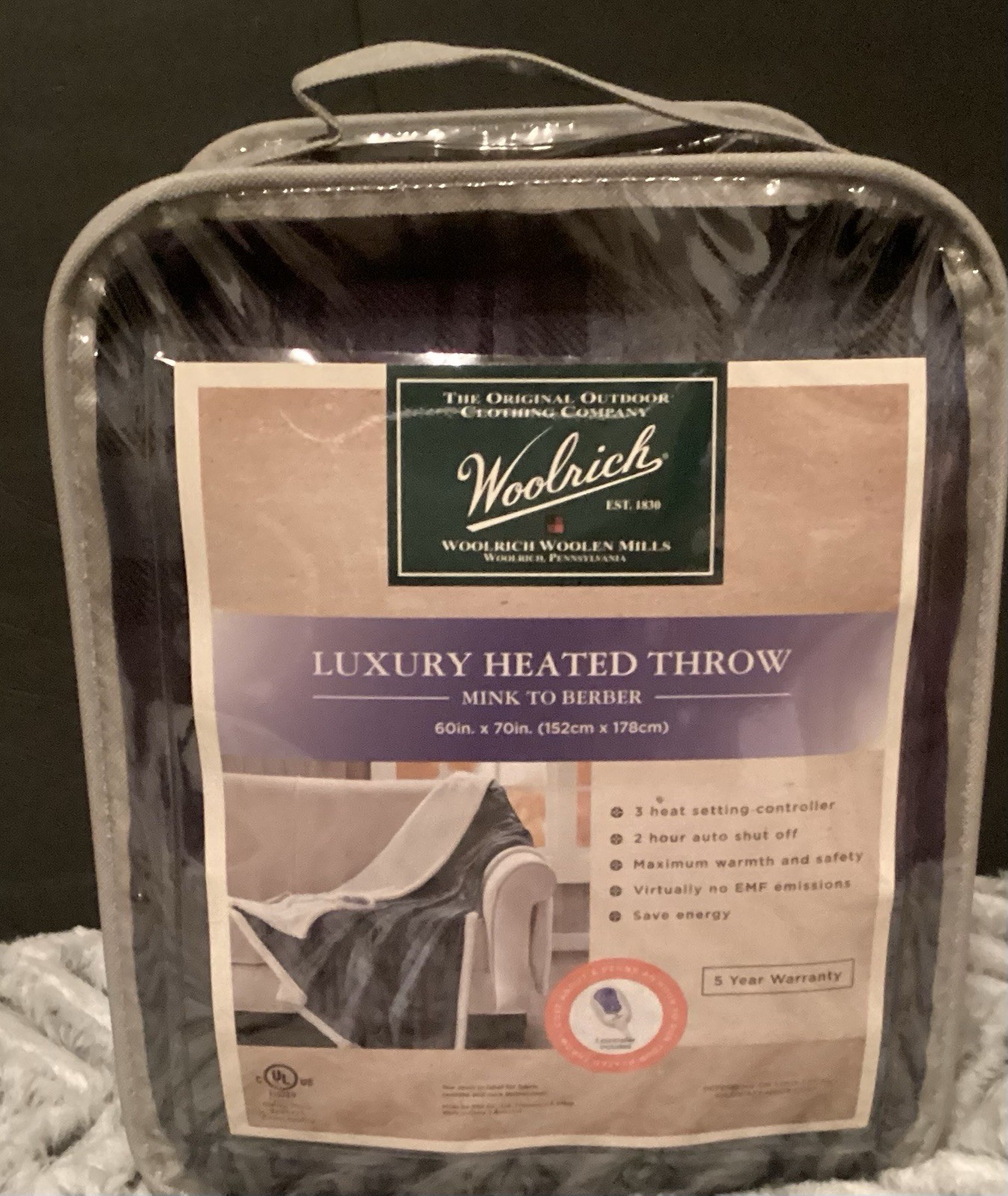 Woolrich Oversized Faux Mink & Barber Electric Heatedthrow B