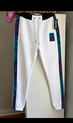 Ecko Unltd. Men's Jogger Pants Elastic Waist Drawstring White/Blue Size S