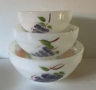 Vintage Fire King Oven Ware GAY FAD Mixing Bowl Set of 3 Grapes-Peaches- Pears