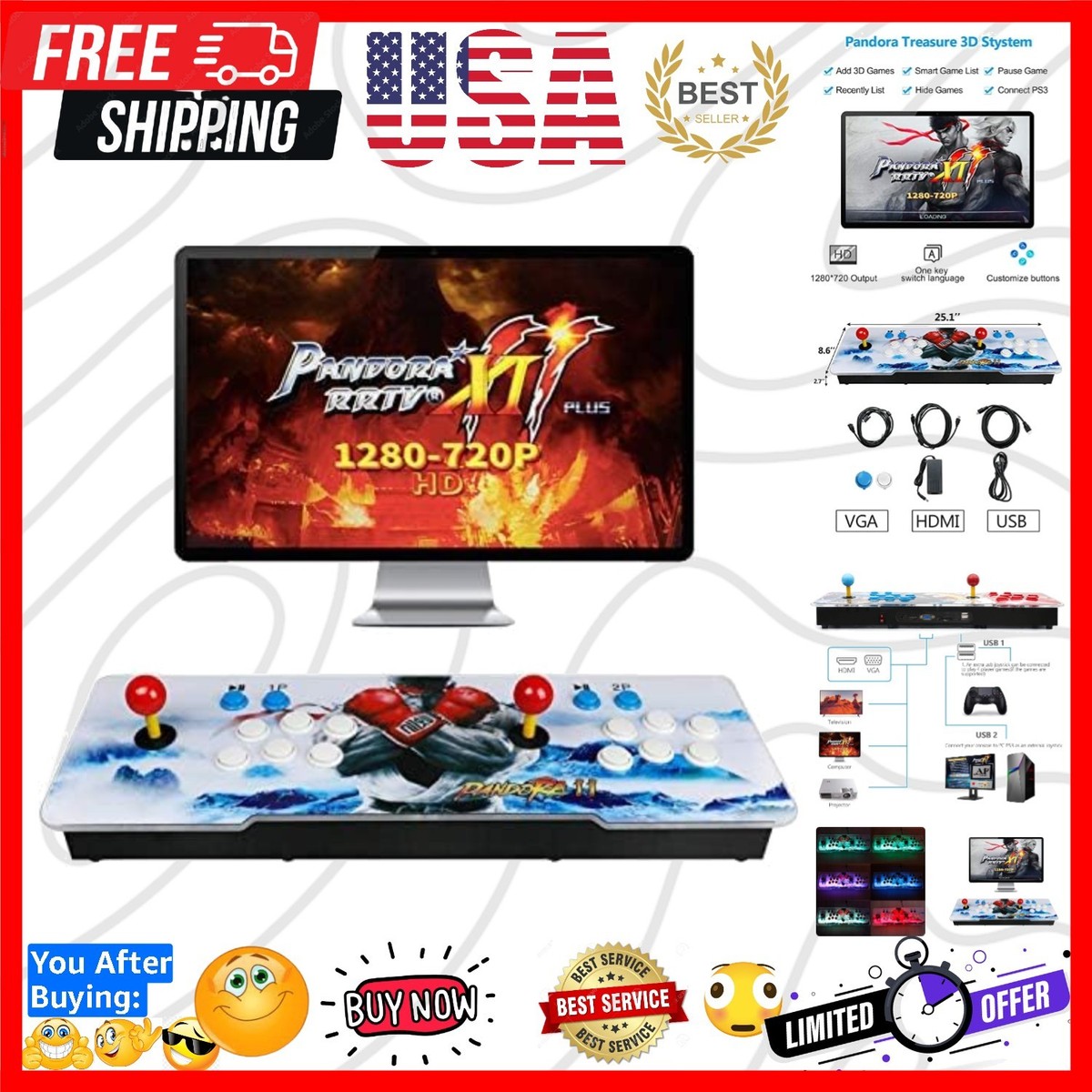 30000 Classic Arcade Game Machine 2 Players Pandoras Box 11