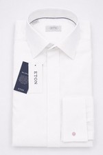 Men Eton White French Cuff White Tuxedo York Shirt Contemporary Size 39 15.5