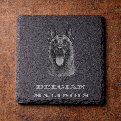 Custom Belgian Malinois Slate Coasters Set of 4 | Personalized Dog Gift