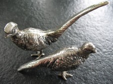 2 Fagiani Argento 800 Germania Miniature Coppia Gallo e Gallina 85 grammi