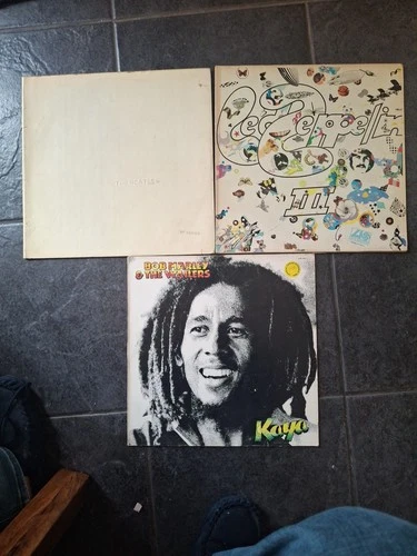 3 XVINYL LP COVERS (NO RECORDS) LED ZEPPELIN / BOB MARLEY/ THE BEATLES