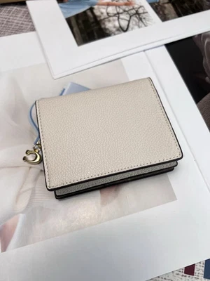 Coach Dancing Kitten Women's Pebble Leather Snap Wallet - Chalk