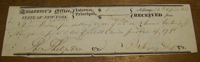 1833 ANTIQUE RECEIPT PAYMENT ROGER WILSON ONEIDA NY PURCHASE OF 1798 DOCUMENT