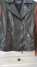 Ladies Brown/black Leather Armani Jacket Says Size 6 Fits Size 8 Better Verysoft
