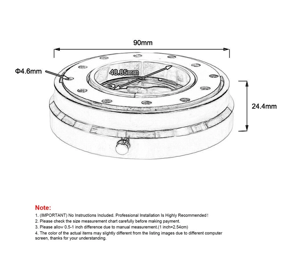 1X Adaptador de buje de liberación rápida universal delgado Snap Off Boss Kit EE. UU. Foto 2 de 4