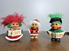 Vintage Russ 2 Christmas Holiday Caroling Trolls Plus Santa 5"