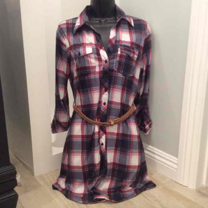 red flannel shirt dress