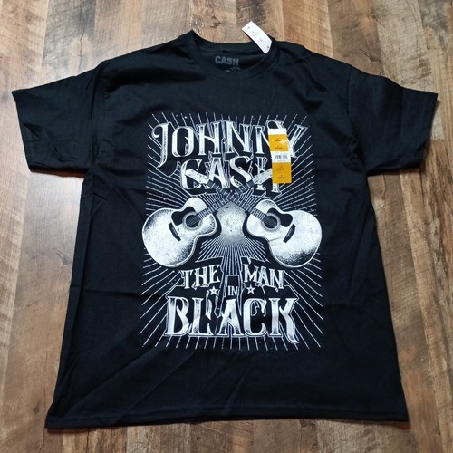 Johnny Cash T-Shirts Men's L (42-44) Black Short Sleeve Crew-Neck Graphic Tee - 第 2/7 張圖片