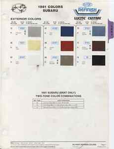 Subaru Colours Chart