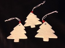  3 PKGS 9PCS LARGE THICK 3D FELT ORNAMENTS/TAGS - WHITE TREES  9 PCS