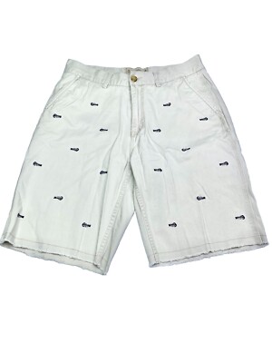 Vintage Nautica Reproduction Mens Chino Gray Fish Shorts 34W