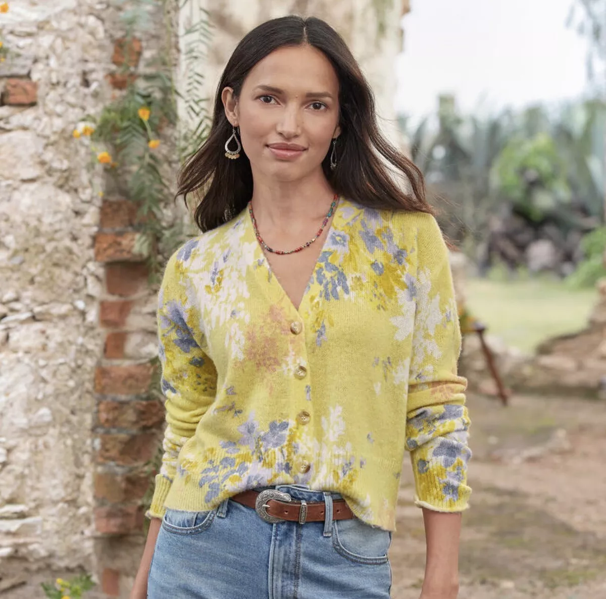 NWT Sundance Catalog Yellow Floral Senna Bloom Cardigan Size XXL