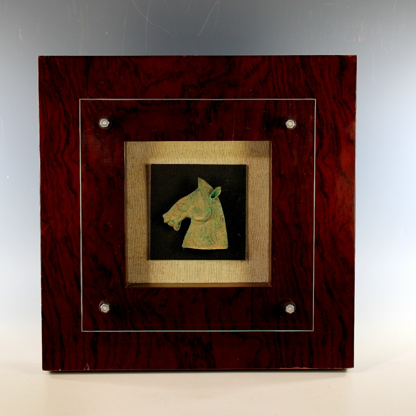 Antique Chinese Han Dynasty (206 B.C–220 A.D) Type Pottery Horse Head Framed