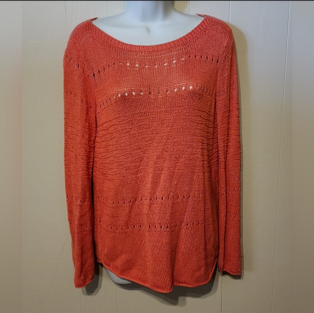 Grace Elements Sweater Orange Peach Lightweight L… - image 2