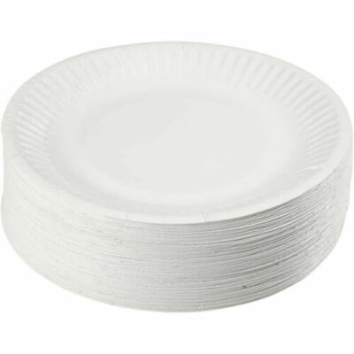 White Disposable Paper Plates 7'' 9