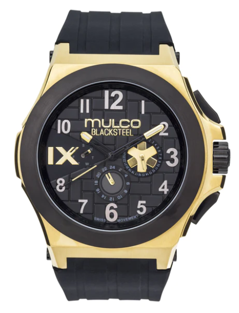 Mulco Swiss Quartz Chronograph Black Silicone Band Men's Watch MW5