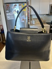 Vera Pelle Top Handle Leather Bag Navy