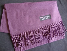 100% Cashmere Winter Scarf Scarve Scotland Warm Solid Dark Purple Shawl Neck NEW