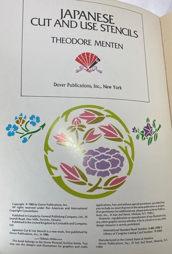 Japanese Cut and Use Stencils by Theodore Menten; Florals, Dragons & (1980, PB) - Picture 4 of 6