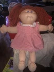 VTG Cabbage Patch Doll 1985 Red Orange Yarn Hair Blue Eyes CPK Dress Original
