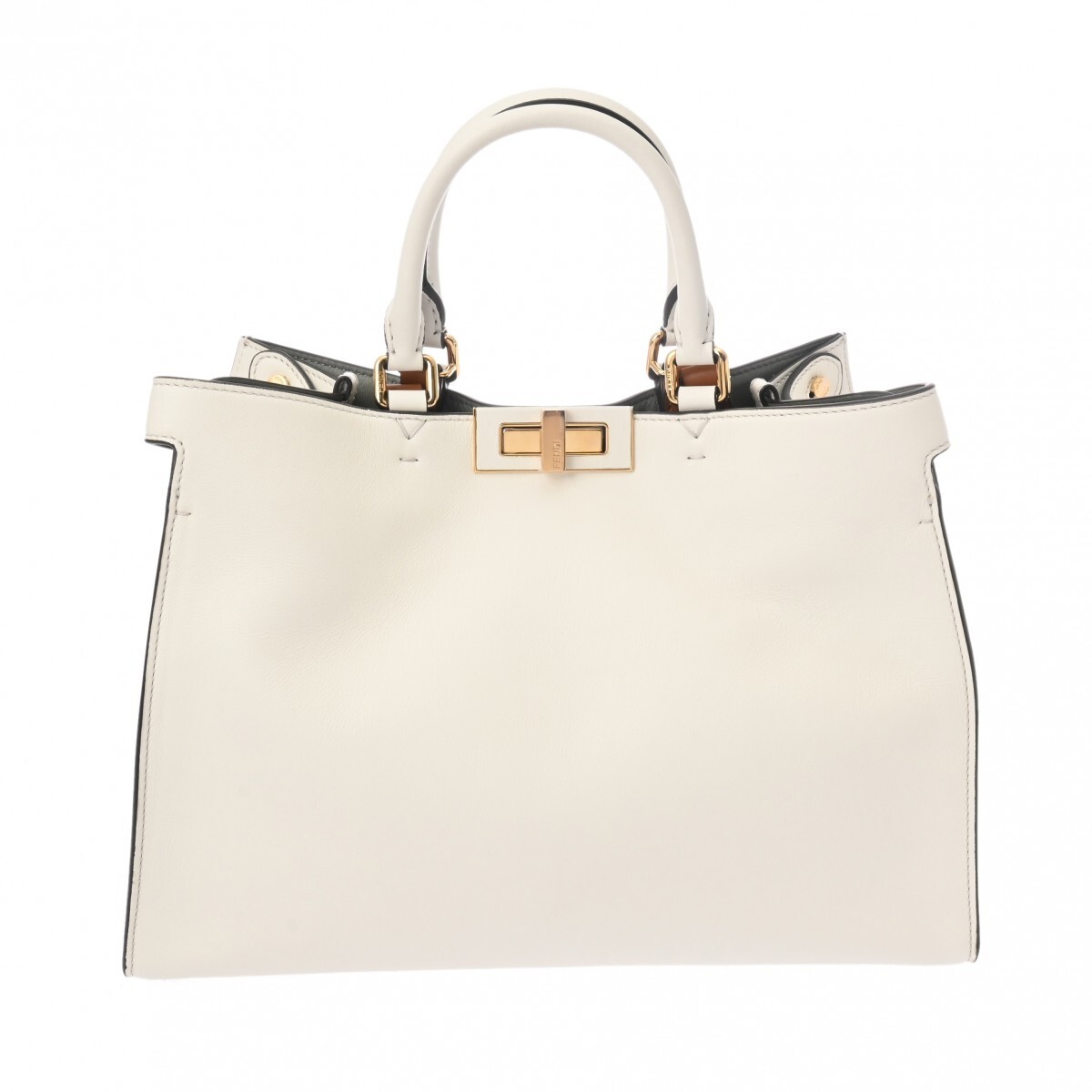 FENDI Peekaboo X Tote Bag Small 2WAY White/Blanc/Brown