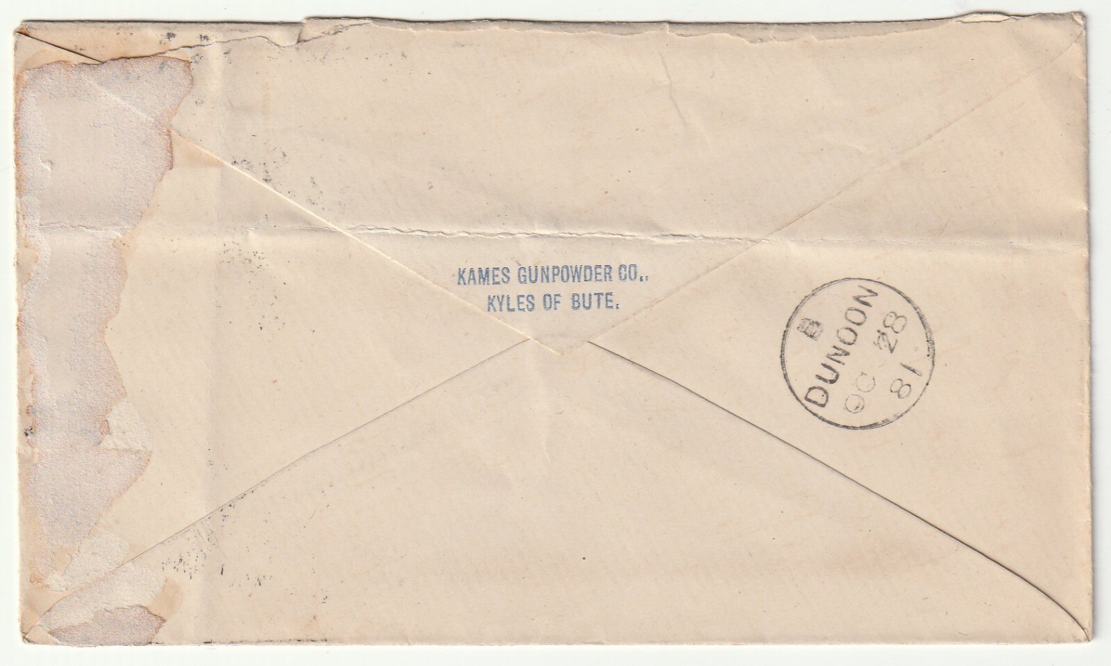 1881 IONA STEAMER GREENOCK 163 DUPLEX 14 DOT 1d LILAC ENV EX KAMES