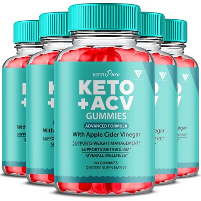 (5 Pack) Keto Pure Keto + ACV Gummies Advanced Weight Loss Reviews (300 Gummies)