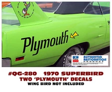 QG-280 1970 PLYMOUTH ROAD RUNNER - SUPERBIRD - QUARTER PANEL - NAME DECAL SET