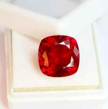 Cushion Heated 10-12 Ct Blood Red Ruby Natural Certified BURMA Loose Gemstone
