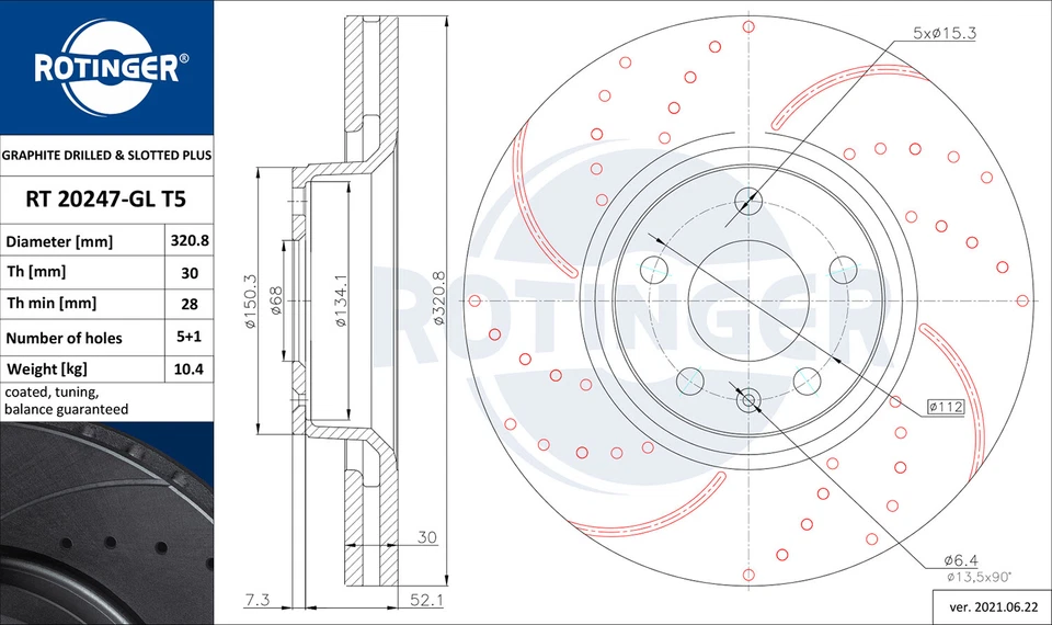 Rotinger Graphite Line Sport-Bremsscheiben vorne 4F0615301E - Audi A6 - Bild 2 von 3