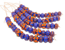 5 Strands Glass Beads, Blue Fancy Beads for jewelry making and crafts, Handmade