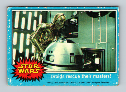 1977 Carta Topps Star Wars Blue Series 1 Droidi Rescue Their Masters #40 - Foto 1 di 2