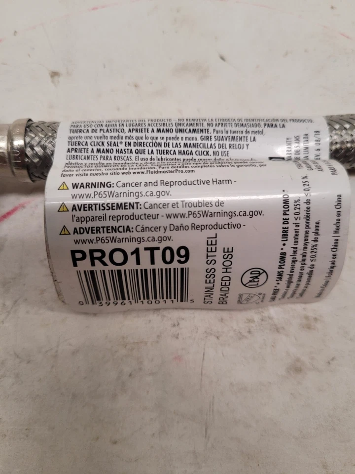 Fluidmaster PRO1T09 соединитель для унитаза из нержавеющей стали 9 дюймов x 3/8 дюйма x 7/8 дюйма (лот 3) - Изображение 3 из 4