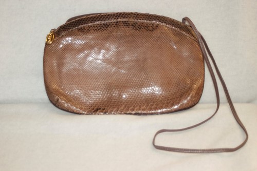VARON VINTAGE Shoulder Bag Brown Full Piece Snakeskin * XLNT +++ - Picture 2 of 5