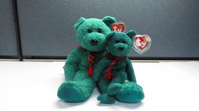 Large Wallace Beanie Buddy and Small Wallace the bear beanie baby