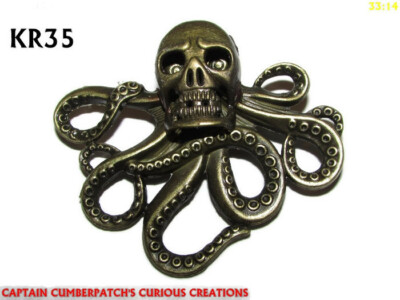 Steampunk Pin Anstecker Brosche Bronze Oktopus Krake Hydra Totenkopf Pirat #KR35