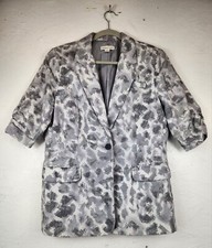 Coldwater Creek Women  s Gray Flora Ruched 3/4 Length Sleeve BlazerJacket Size 12