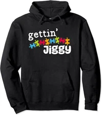 Puzzle Pieces Jigsaw Puzzle Jiggy Gettin Unisex Hooded Sweatshirt