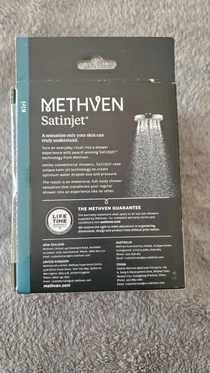 Methven WELS 4 Star 7.5L/min Chrome Kiri Graphite Wall Shower Rose. RRP $192.