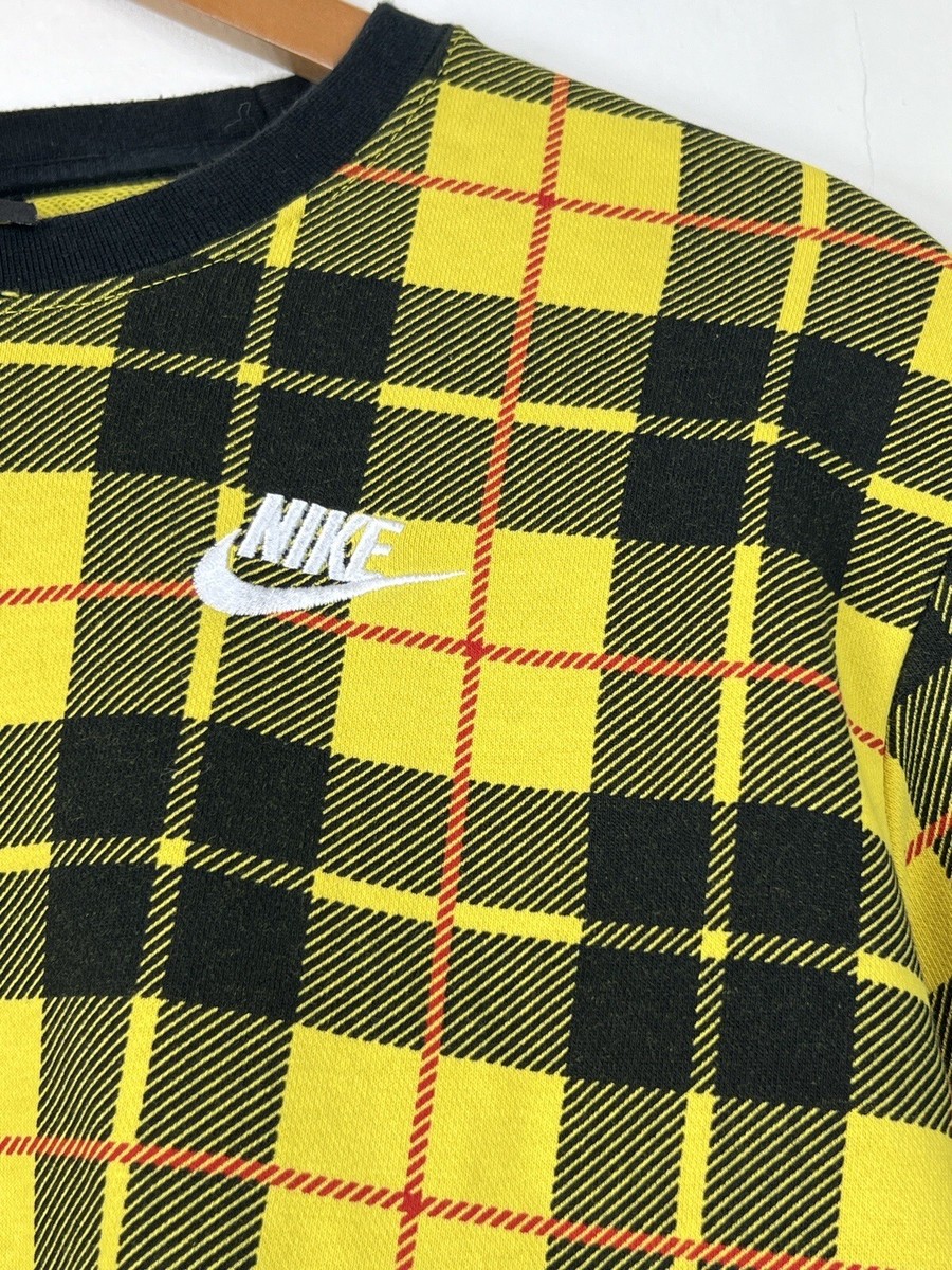 nike yellow plaid sweatshirt