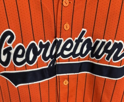 Vintage 90's Georgetown Hoyas Men's Majestic Orange Striped