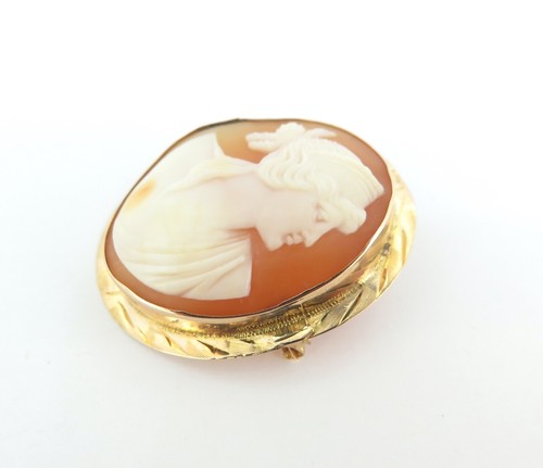 Beautiful Vintage 10ct Yellow Gold Agate Cameo Portrait Brooch 5.91g - Picture 4 of 11