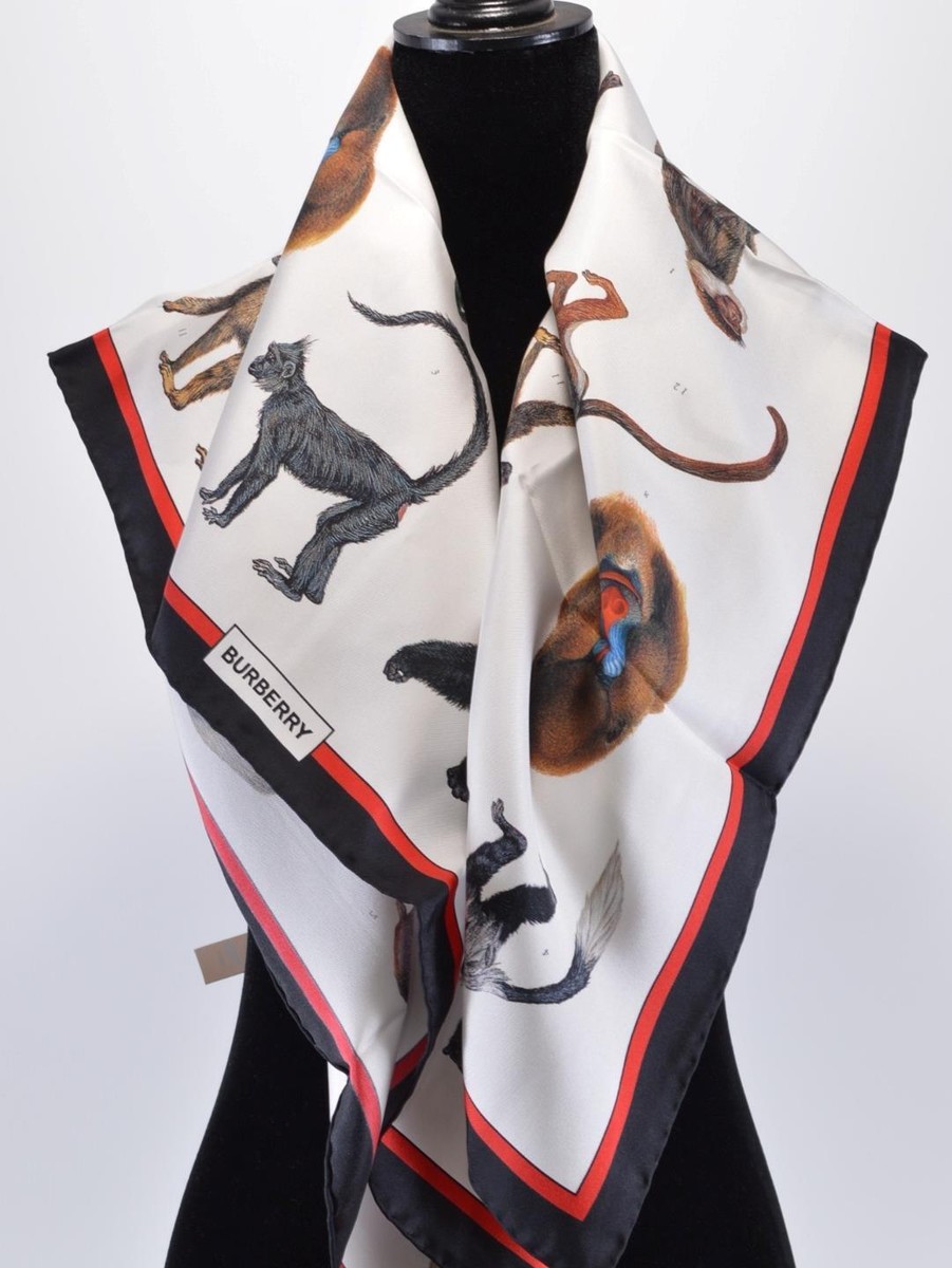 New Burberry $430 Multicolor ILLUSTRATED MONKEY Pattern