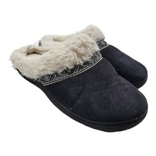 Isotoner Shoes Women's Size 6.5-7 Black Slippers Sleepwear Slip On Nightcap