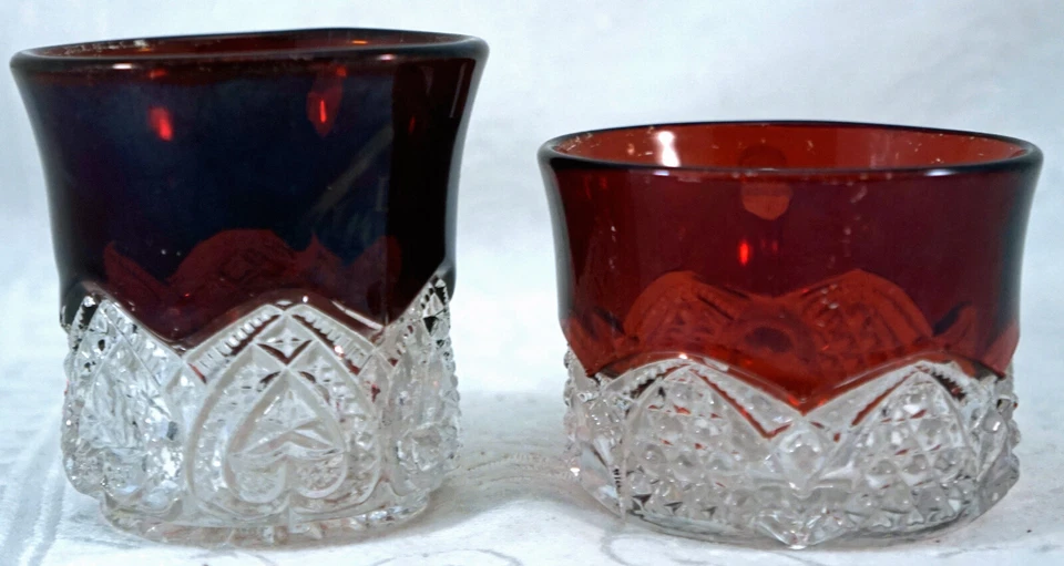 2 Ruby Flash Pressed Glass Cups 1 Souvenir of Lowell, IND. - Image 4 of 4